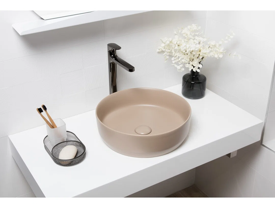 Ceramic Circular Countertop Basin Bathroom Sink with Overflow