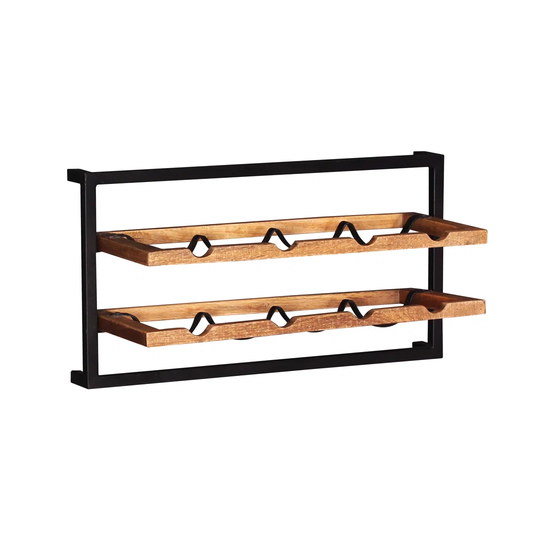 Mcneeley 8 Bottle Solid Wood Tabletop/Countertop Wine Bottle Rack in Natural/Black