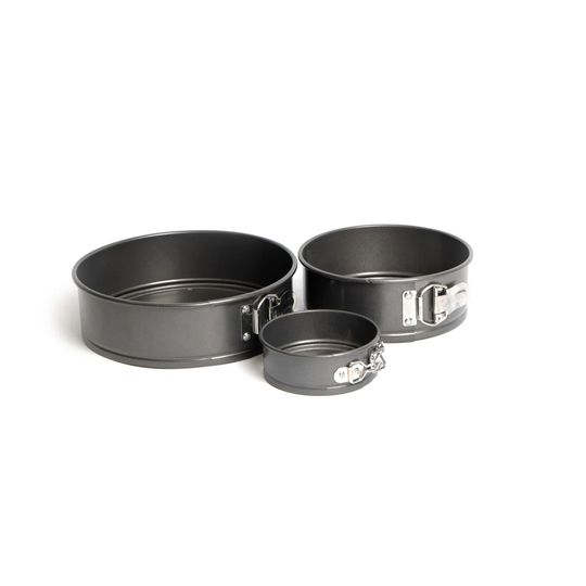 Masterclass Non-Stick Spring Form Loose Base Cake Pan Set, Includes 3 Round Pans Sizes 11Cm, 18Cm And 23Cm