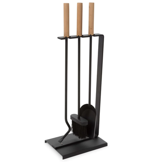 Perel 3 Piece Fireplace Set Black