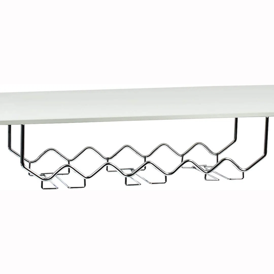 Wine Rack & Stemware Holder, Holds 6 Bottle & 6 Stems, Space-Saving Under Cabinet Kitchen Wine Storage, Home Bar Organization