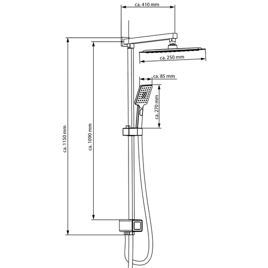 Schütte Overhead Shower Set Silver Rain Chrome
