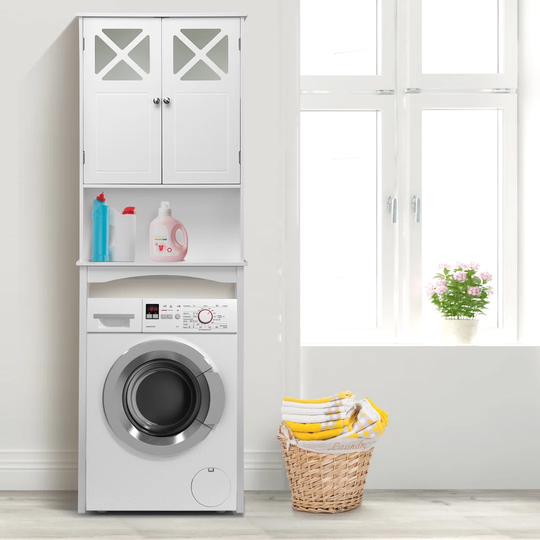 Space Saver Over The Toilet Bathroom Storage Rack Double-Door Cabinet Storage Organizer
