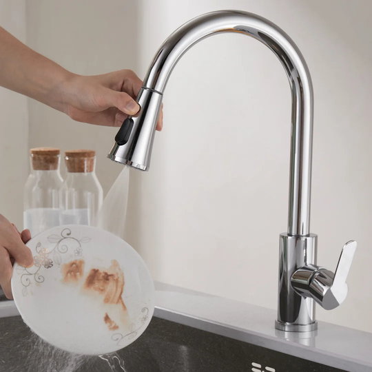 Kitchen Faucet With Pull Down Sprayer,High Arc Gooseneck Kitchen Sink Faucet, Stainless Steel Single Handle Faucet For Kitchen Sinks (Chrome)