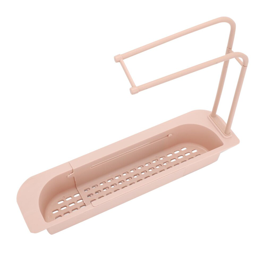 (Pink) Multi Color Telescopic Sink Rack Kitchen Rack