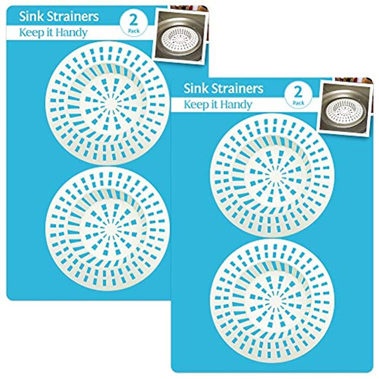 4pk Plastic Sink Strainers | High Quality BPA Free Plastic Sink Plug | 7cm by 7cm Kitchen Plug Strainer by Keep It Handy