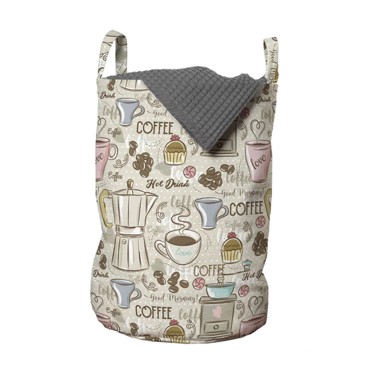 Coffee Time Vintage Espresso Machine Cupcakes Beans Laundry Bag