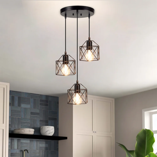 Tatums 3 - Light Kitchen Island Geometric Pendant
