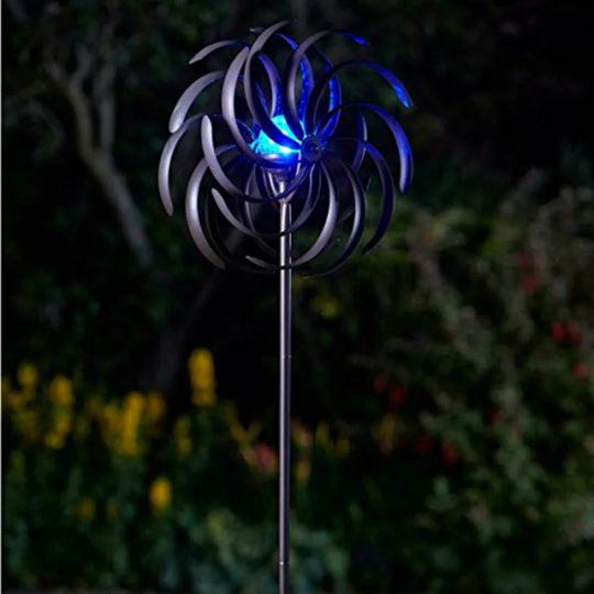 HamLake Light up Spiro Wind Spinners Solar Powered Garden Torch