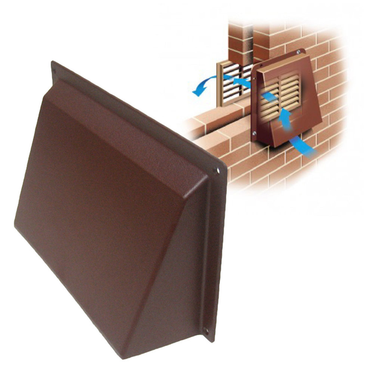 Brown Hooded Cowl 9" x 6" Air Bricks Grilles Extractors Vents Cover