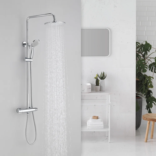 Duschsystem Mit 38ºC Thermostat Duschset Brausegarnitur Messing H59 Regendusche Duschkopf 3 Arten Runde Handbrause Duscharmatur