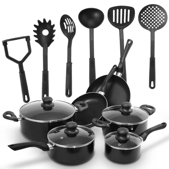 16-Piece Pots And Pans Cookware Set Nonstick Kitchen Cooking Kit W/ 6 Utensils