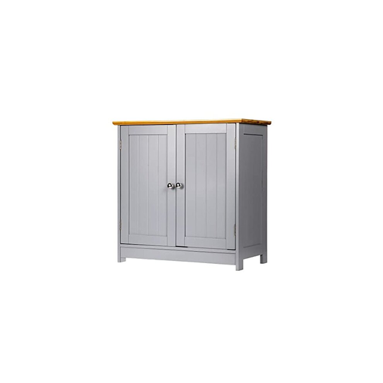 iTrend Under Sink Bathroom Cabinet - Wooden Sink Storage Unit - Free Standing - Basin Cupboard with Shelf - Dark Grey