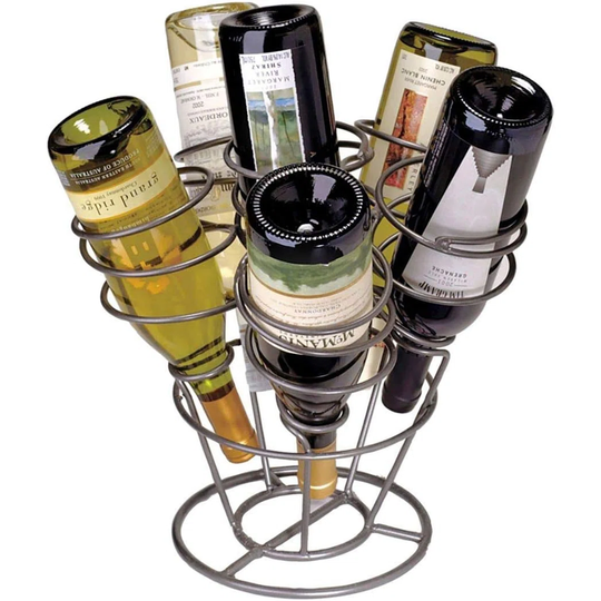 Bottle Bouquet Wine Rack, Gun Metal - 6 Bottle, Tabletop Wine Rack, Countertop Wine Storage, Table Decor