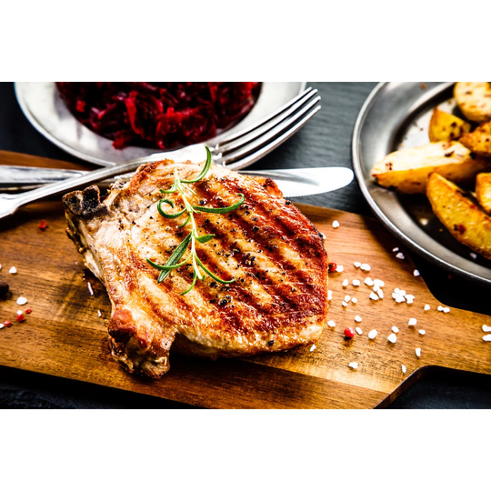 Grilled Pork and Vegetables - Wrapped Canvas Photograph