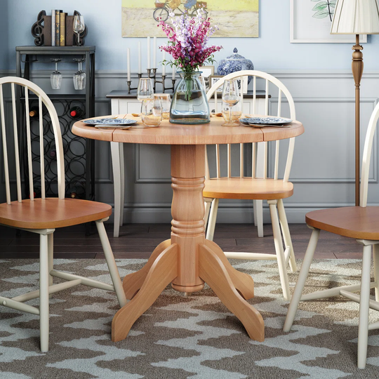 Buckley 77Cm Drop Leaf Solid Wood Pedestal Dining Table