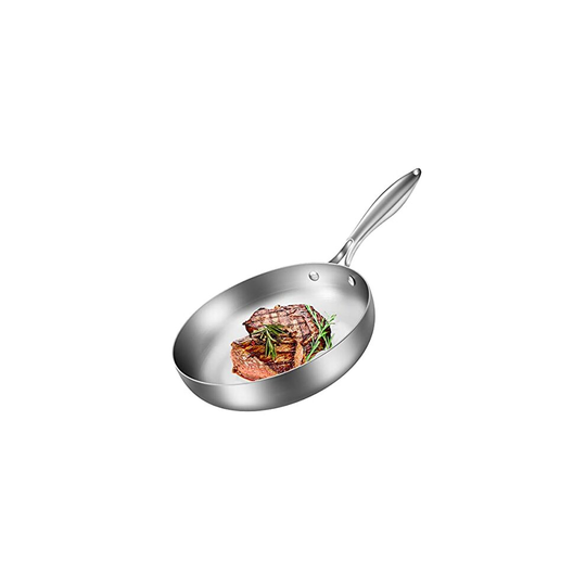Stainless Steel Frying Pan 11 Inch 28cm Fry Pan Induction Cooking Pan Tri-Ply Compatible with All Heat Sources, No Coating, PFOA-Free