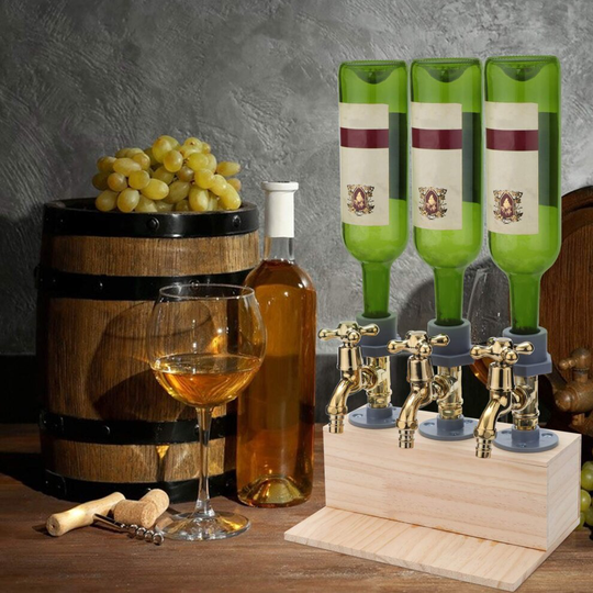 3 Heads Whiskey Liquor Dispenser Wooden Faucet Alcohol Dispenser
