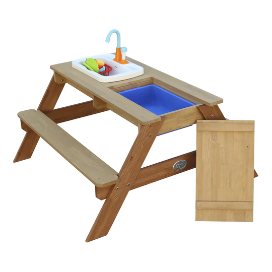 Emily Picnic Table with Play Sink Brown Kitchen Set