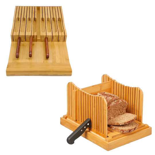 17 Slot Lolita 2 Piece Drawer Knife Block and Bread Cutting Aid Set