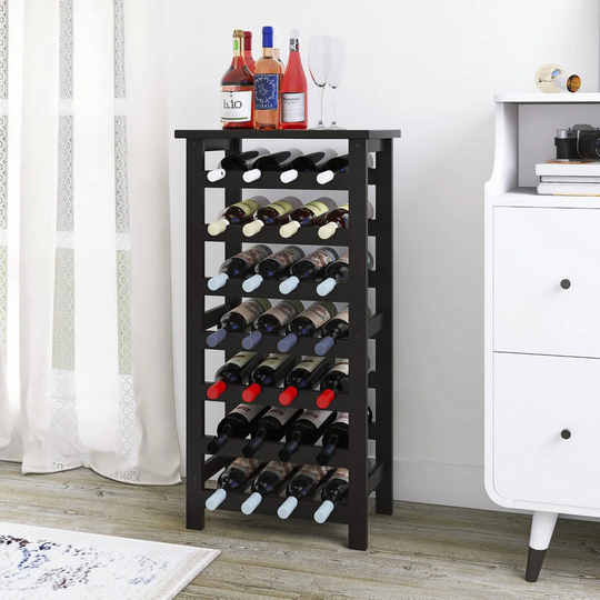 Bamboo Wine Rack Storage Shelves For Kitchen, Pantry, Cellar, Bar