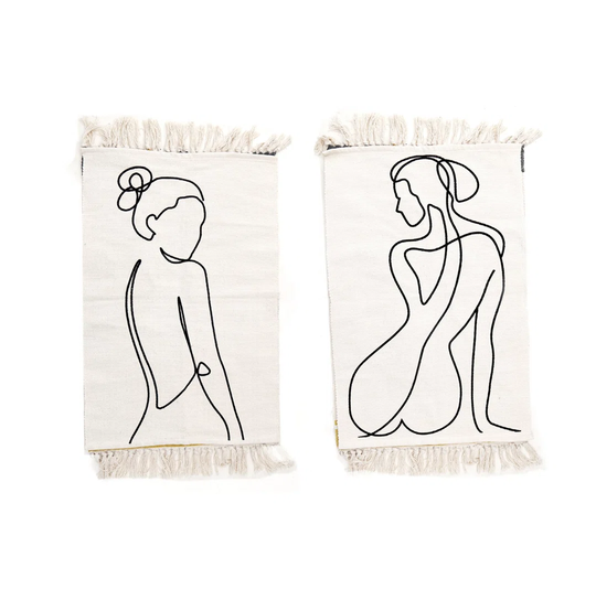 Set Of 2 Silhouette Women Design Suvak Kitchen Mat