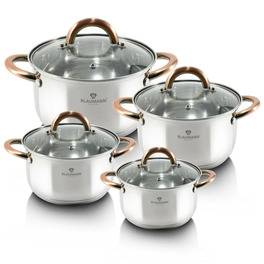 Blaumann 8 Pieces Stainless Steel Non Stick Cookware Set