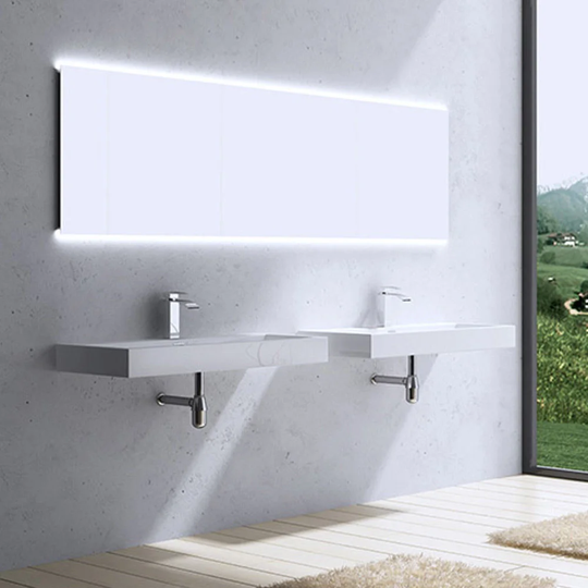 Colossum White Polymarble Rectangular Bathroom Sink