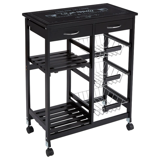 3-Tier Trolley Gustaf Pakoworld Metal Black 65.5X35x81.5Cm