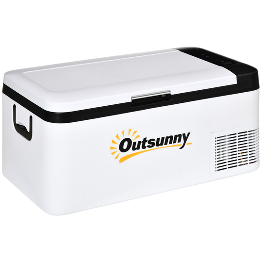 Outsunny 12V Portable Car Refrigerator w/ Inner LED Light Indoor Black