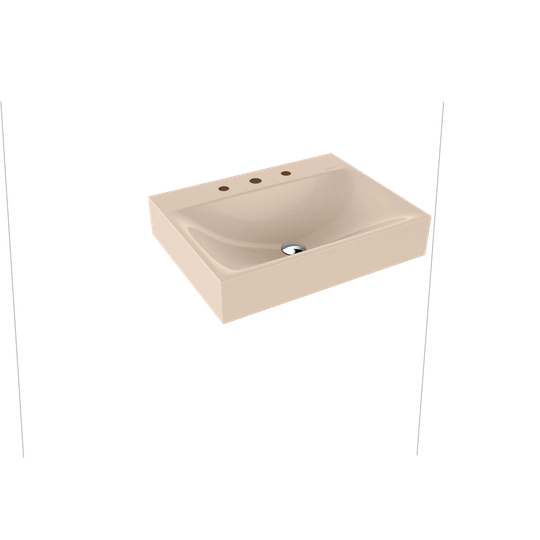 Bahama Beige Steel Enamel Rectangular Wall Hung Basin Bathroom Sink with Overflow
