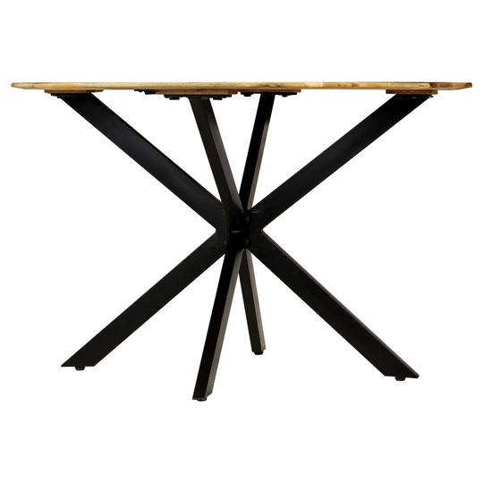 Nunn Solid Rough Mango Wood and Steel Dining Table