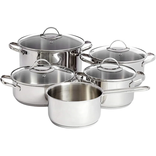 Belfry Kitchen Shepshed 9 Pieces Stainless Steel Cookware Set