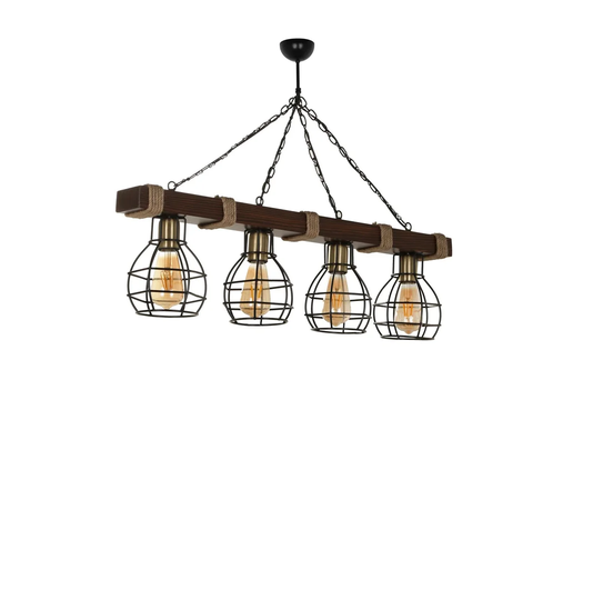 Weatherspoon 4 - Light Kitchen Island Geometric Pendant with Wrought Iron Accents