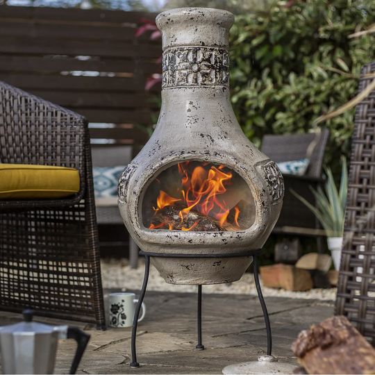 Braiden Clay Wood Burning Chiminea