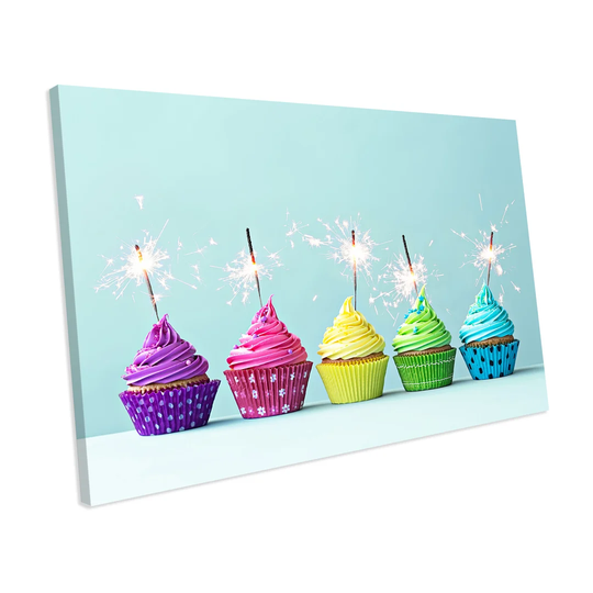 'Cute Colourful Cupcakes Food' Photograph on Canvas