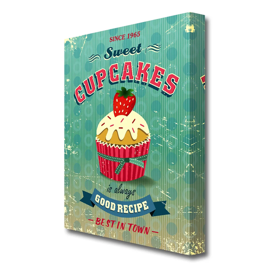 'Cupcake 7 Kitchen' - Wrapped Canvas Advertisement