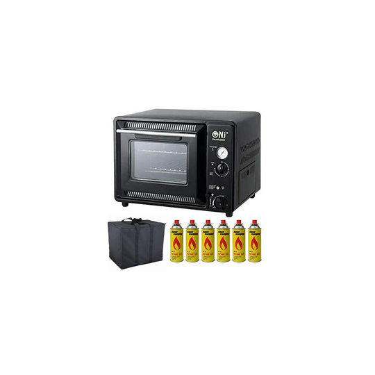 (No. of Gas Canisters: 6) Mini Gas Oven 30L Grill Outdoor Butane 1.3kW Timer Piezo GF-300