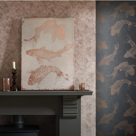 'Koi Carp Rose' Painting on Wrapped Canvas