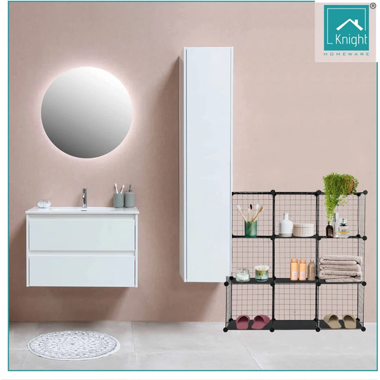 KNIGHT 9 Mesh Cube Interlocking Storage Rack With Metal Wire Mesh Shelves Combination Display Stand Unit Cabinet Large Capacity Free Rubber Mallet 93
