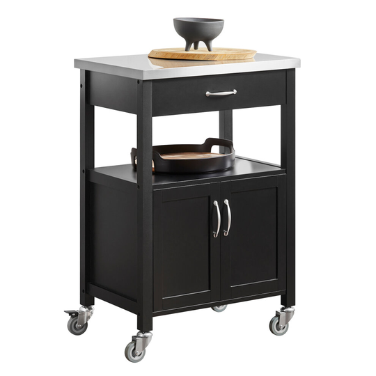 SoBuy® FKW22-SCH, Kitchen Cabinet Kitchen Storage Trolley, Black