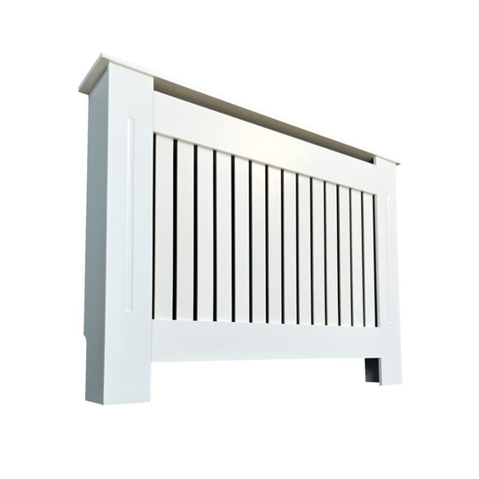 Oypla Medium White Wooden Slatted Grill Radiator Cover MDF Cabinet
