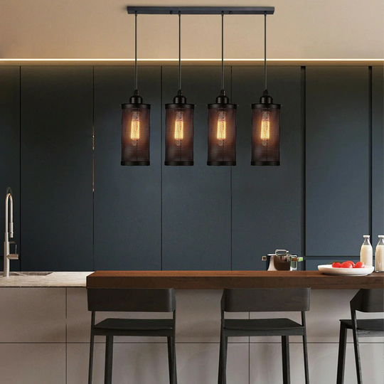 Langsa 4 - Light Kitchen Island Cylinder Pendant