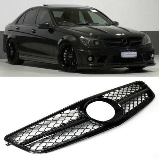 Mercedes C-Class C204 W204 S204 2007-2014 Front Main Grille Gloss Black AMG Style Look