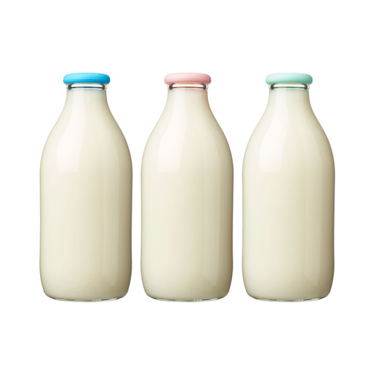 (Pastel) MOOPOPS - Mixed pack of 3 reusable silicone tops for UK 1 pint glass milk bottles
