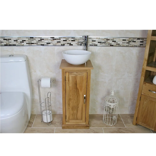 Courtright Compact Solid Oak 350mm Free-Standing Vanity Unit
