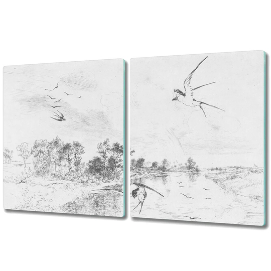 Kalinda Vintage Natural Birds and Trees Chopping Board