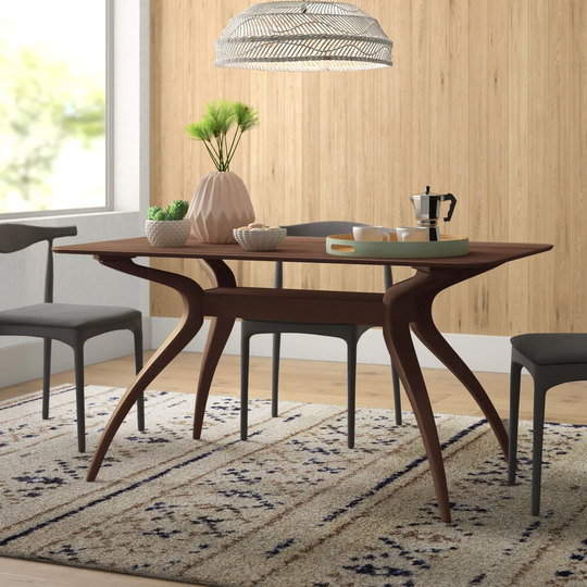 Blakeslee 150 Cm Rubberwood Solid Wood Dining Table