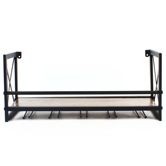 Mahone Wall Mounted Wine Bottle & Glass Rack in Black