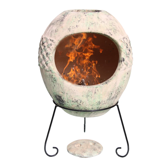 Haeddyn Ellipse Extra Large Mexican Clay Chimenea in Mottled Green